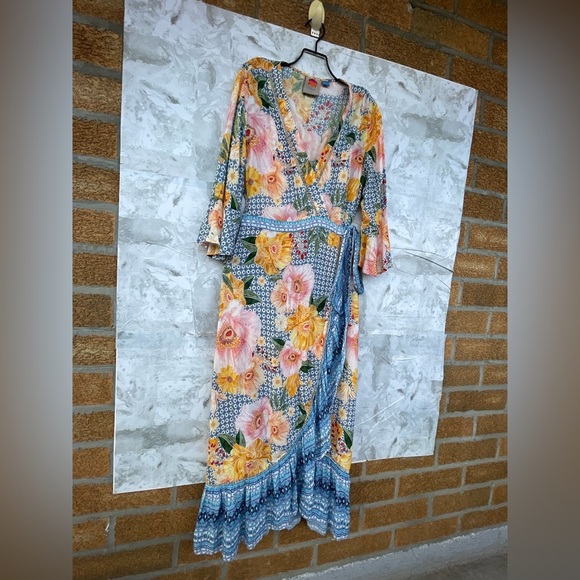 Farm Rio for Anthropologie Camila Wrap Maxi Dress size small - Picture 4 of 9